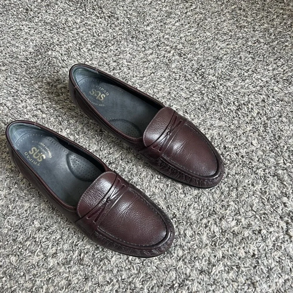 SAS Womens Size 10 M Easier Loafer Brown Burgundy Casual Slip On Shoes Tripad